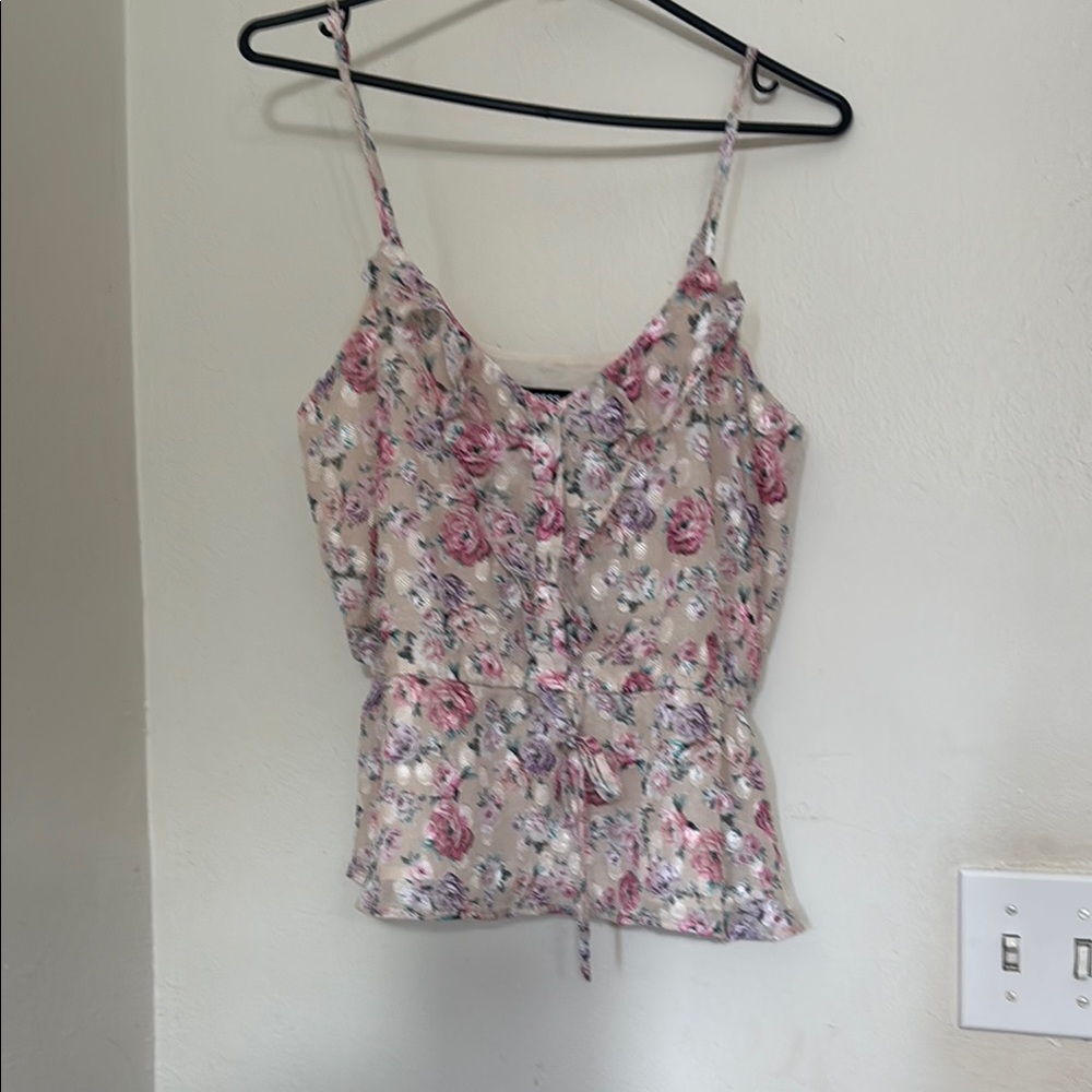 Express Smocked Tie Front Camisole in Pink and Red